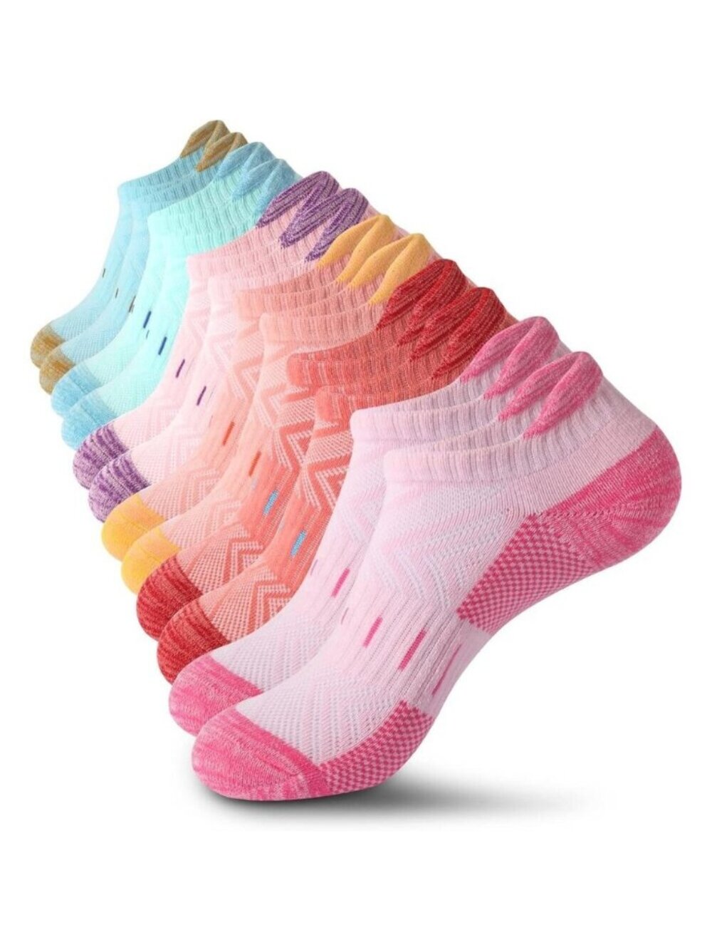 Women Socks 6 Pair Running Low Cut Cotton Socks for Women Cushioned Breathable